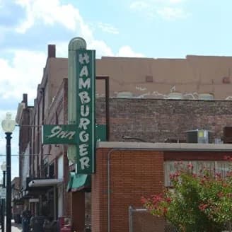 The vintage Hamburger Inn sign in downtown Ardmore