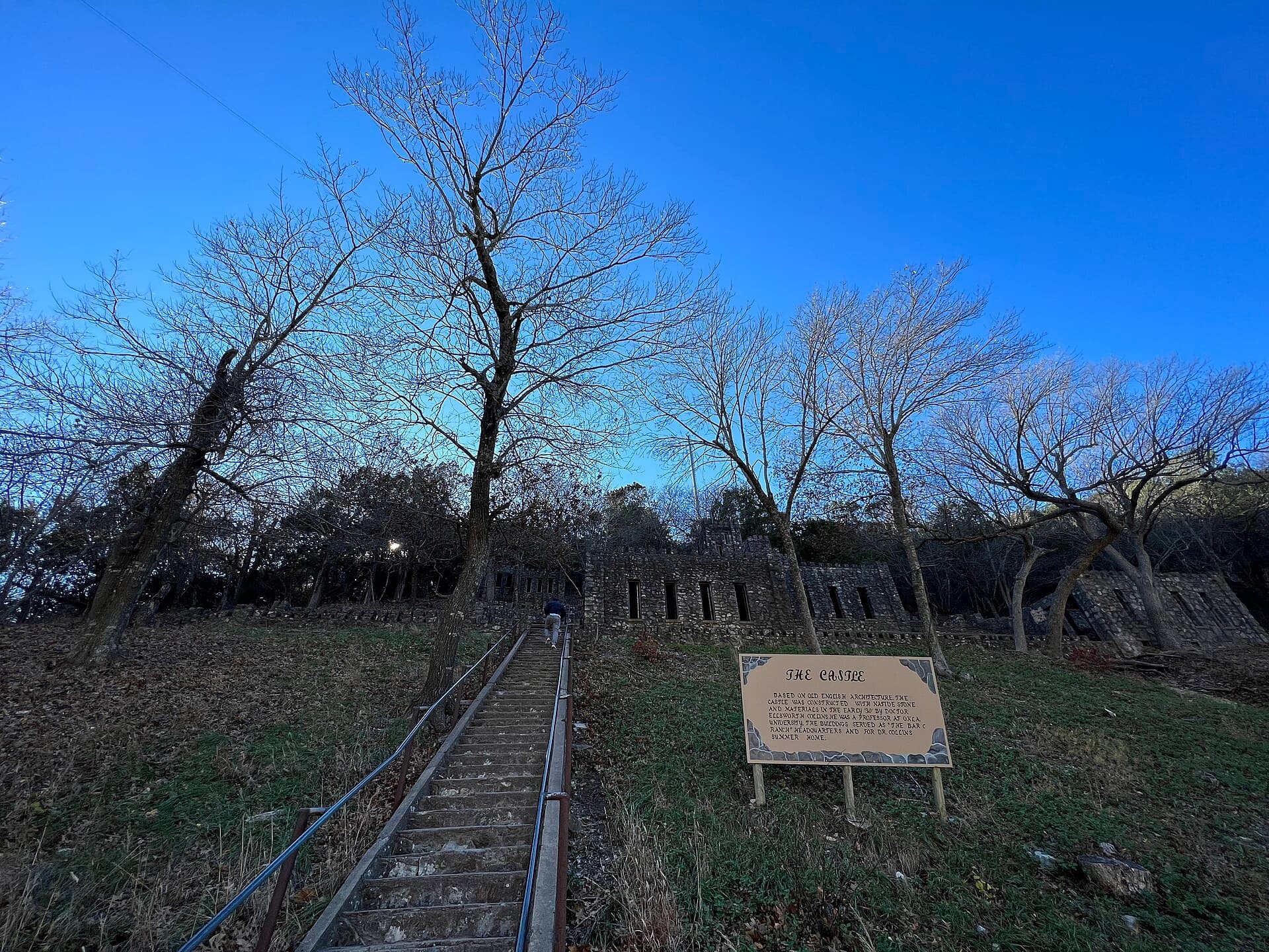 Stone stairs leading to Collings Castle at Turner Falls Park