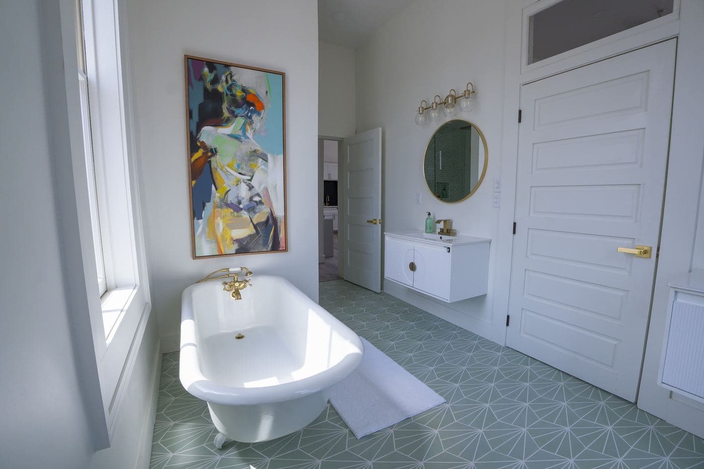 The building's original clawfoot tub, restored, in loft F